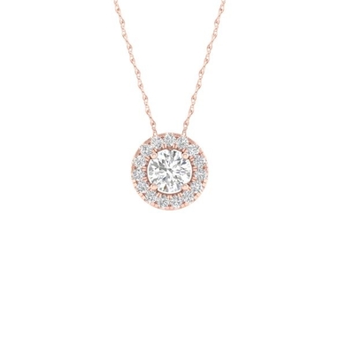 Ожерелье имперского венчика диаманта круга золота 1/6Ct TDW CZ 10k Роза привесное