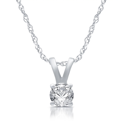 золото ожерелья 14K пасьянса CZ круга 1/5ct привесное белое