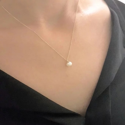 привесное ожерелье 14K для женщин с украшенный 6MM пресноводному жемчугу