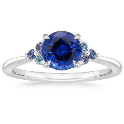 Сад CZ RingSet сапфира секретный с сапфиром 6mm наградным голубым круглым