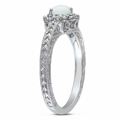 опал 5.0mm в форме Сердц и 1/8 CT. Кольцо рамки T.W. CZ в стерлинговом серебре