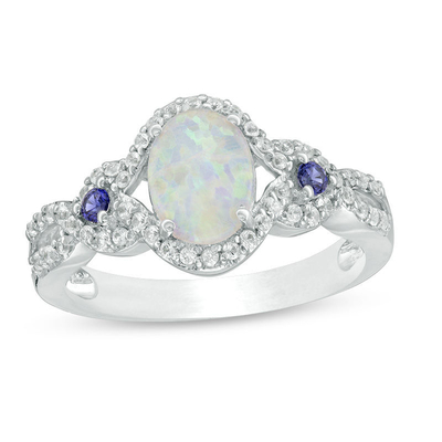 опал 5.0mm в форме Сердц и 1/8 CT. Кольцо рамки T.W. CZ в стерлинговом серебре