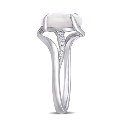 Овальный опал и 1/15 CT. Кольцо хвостовика разделения пропуска T.W. CZBy в стерлинговом серебре