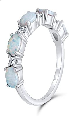 Пинк тонкой вечности акцента Stackable 1/2 CZ овальный голубой создал опаловое кольцо диапазона для женщин