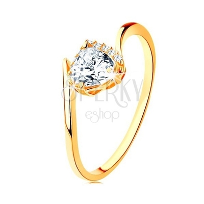Золото желтого цвета кольца 18K женщин захвата пасьянса Moissanite сердца