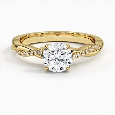 Обручальное кольцо диаманта вербы (1/8 Ct. Tw.) С золотом 9K