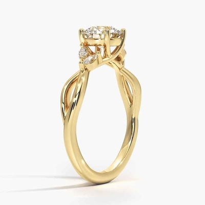 Обручальное кольцо диаманта вербы (1/8 Ct. Tw.) С золотом 9K