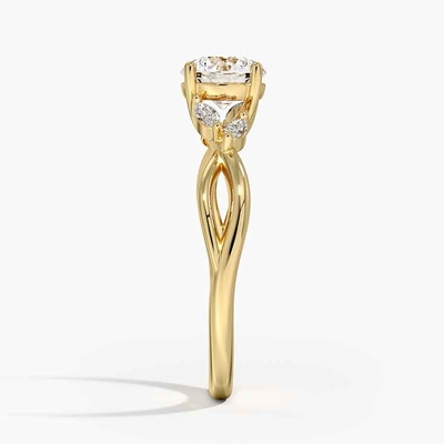 Обручальное кольцо диаманта вербы (1/8 Ct. Tw.) С золотом 9K