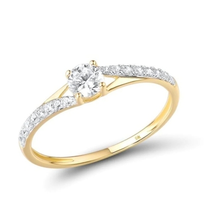 Золото желтого цвета кольца 18K женщин захвата пасьянса Moissanite сердца