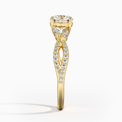 Роскошное обручальное кольцо диаманта вербы (1/4 Ct. Tw.) С 0,75 диамантами карата круглыми с золотом 9K
