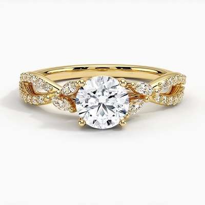 Роскошное обручальное кольцо диаманта вербы (1/4 Ct. Tw.) С 0,75 диамантами карата круглыми с золотом 9K
