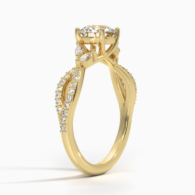 Роскошное обручальное кольцо диаманта вербы (1/4 Ct. Tw.) С 0,75 диамантами карата круглыми с золотом 9K