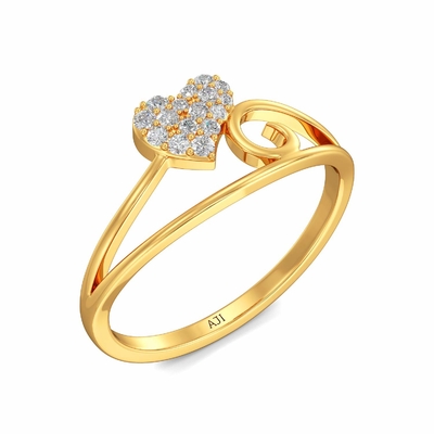 Роскошное обручальное кольцо 1/4 Ct диаманта вербы. Tw. С сердцем золота 9K