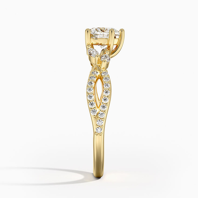 Роскошное обручальное кольцо 1/4 Ct диаманта вербы. Tw. С сердцем золота 9K