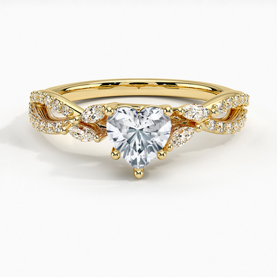 Роскошное обручальное кольцо 1/4 Ct диаманта вербы. Tw. С сердцем золота 9K
