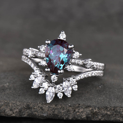 кольца обручального кольца Alexandrite падения разрыва кольца ювелирных изделий белого золота 14K установленные