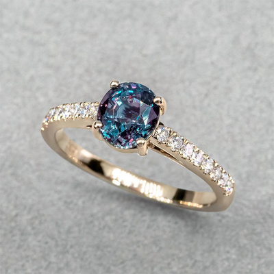 Стерлинговые серебряные синтетические ювелирные изделия камня Alexandrite 925, кольца Alexandrite 8MM созданные лабораторией