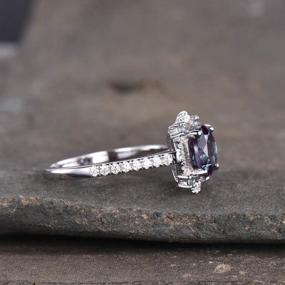 Стерлинговые серебряные синтетические ювелирные изделия камня Alexandrite 925, кольца Alexandrite 8MM созданные лабораторией