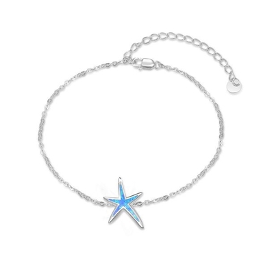 Anklet шарма морской флоры и фауны пляжа 925 стерлинговый серебряный морских звёзд браслета морской для женщин соединяет браслет для лодыжки