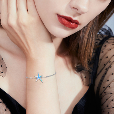 Anklet шарма морской флоры и фауны пляжа 925 стерлинговый серебряный морских звёзд браслета морской для женщин соединяет браслет для лодыжки