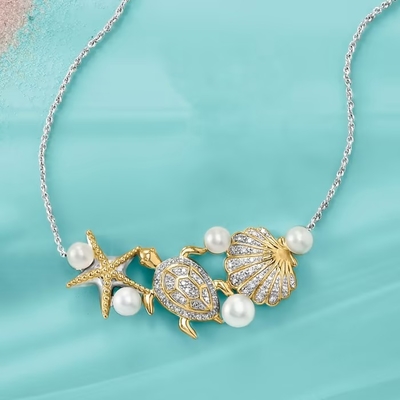 ожерелье морской жизни желтого золота 14kt привесное для женщин как подарок