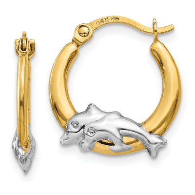 обручи уха серег обруча дельфина желтого золота 14k установили ювелирные изделия животной морской жизни точные для подарков женщин для ее