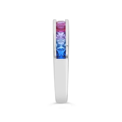 Оптом 925 стерлинговых серебряных камней багета CZ радуги звенят Multicolor кольцо циркона для ювелирных изделий партии