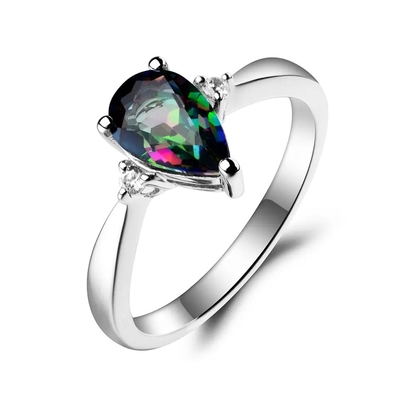 Обручальное кольцо месяца Birthstone топаза мистического топаза радуги новые 925 стерлинговое серебряное CZ мистическое