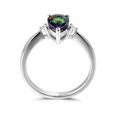 Обручальное кольцо месяца Birthstone топаза мистического топаза радуги новые 925 стерлинговое серебряное CZ мистическое