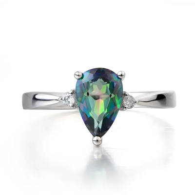 Обручальное кольцо месяца Birthstone топаза мистического топаза радуги новые 925 стерлинговое серебряное CZ мистическое