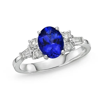 Овал кольца 925 стерлинговый серебряный оптовый Tanzanite отрезал обручальное кольцо Tanzanite голубого камня