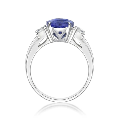 Овал кольца 925 стерлинговый серебряный оптовый Tanzanite отрезал обручальное кольцо Tanzanite голубого камня