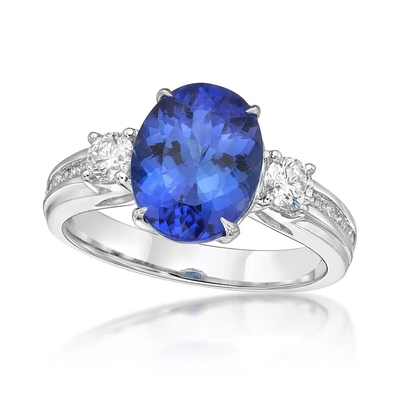 Овал кольца 925 стерлинговый серебряный оптовый Tanzanite отрезал обручальное кольцо Tanzanite голубого камня