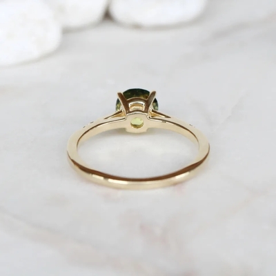 Кольцо Tanzanite ювелирных изделий золота 925 стерлинговое серебряное 14K вокруг гениального кольца пасьянса диаманта Tanzanite отрезка