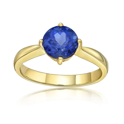 Кольцо Tanzanite ювелирных изделий золота 925 стерлинговое серебряное 14K вокруг гениального кольца пасьянса диаманта Tanzanite отрезка