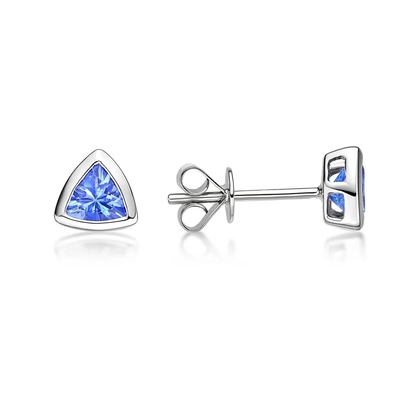 925 стерлинговых серебряных ювелирных изделий серег Tanzanite пасьянса стержней Tanzanite отрезка CZ голубых крошечных классических серег триллиона