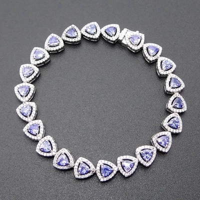 Оптом стерлинговый серебряный розовым покрытый золотом браслет Tanzanite глаза 925