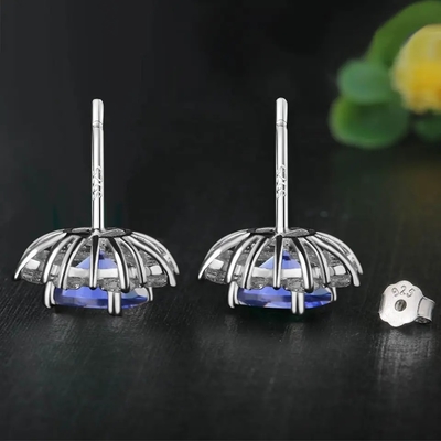 Серьги стержня ювелирных изделий рождества Tanzanite CZ стерлингового серебра твердого тела 925 созданные для женщин