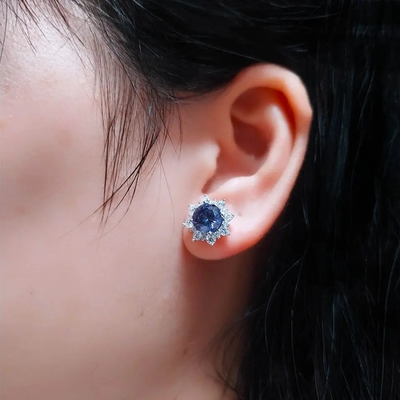 Серьги стержня ювелирных изделий рождества Tanzanite CZ стерлингового серебра твердого тела 925 созданные для женщин