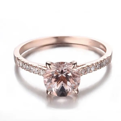 Оптовые обручальное кольцо Morganite отрезка круга кольца Morganite золота Роза ювелирных изделий фабрики 925 стерлинговое серебряное розовое