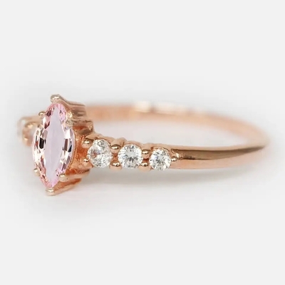 Оптовые обручальное кольцо Morganite отрезка круга кольца Morganite золота Роза ювелирных изделий фабрики 925 стерлинговое серебряное розовое