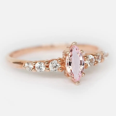 Оптовые обручальное кольцо Morganite отрезка круга кольца Morganite золота Роза ювелирных изделий фабрики 925 стерлинговое серебряное розовое