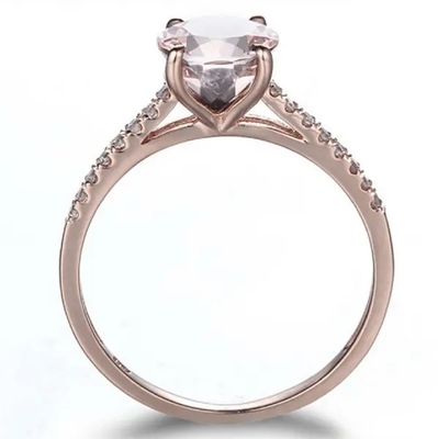Оптовые обручальное кольцо Morganite отрезка круга кольца Morganite золота Роза ювелирных изделий фабрики 925 стерлинговое серебряное розовое