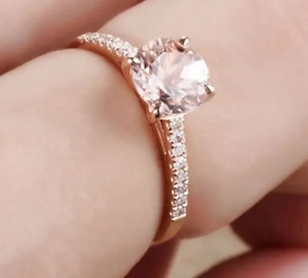 Оптовые обручальное кольцо Morganite отрезка круга кольца Morganite золота Роза ювелирных изделий фабрики 925 стерлинговое серебряное розовое