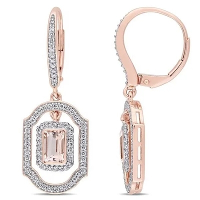 925 стерлинговых серебряных серег тумака Morganite Platedt золота округлой формы розовых