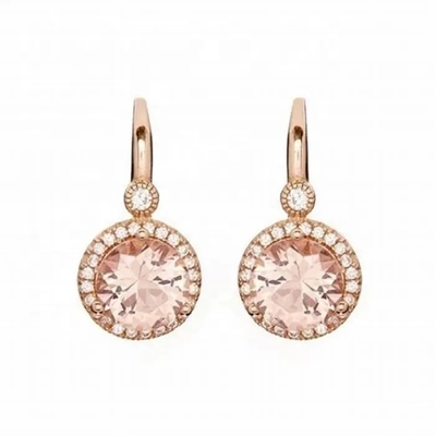 925 стерлинговых серебряных серег тумака Morganite Platedt золота округлой формы розовых