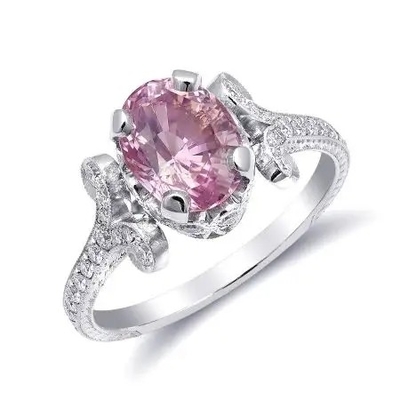 2,11 захват Moissanite кольца Cz сапфира каратов S925 стерлинговый серебряный естественный розовый