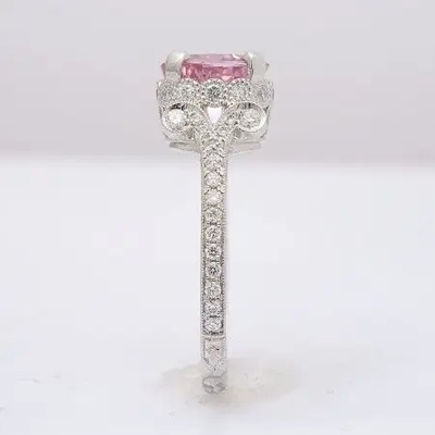 2,11 захват Moissanite кольца Cz сапфира каратов S925 стерлинговый серебряный естественный розовый