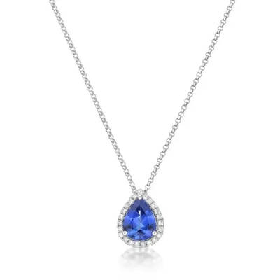 сердце белого золота 14K сформировало ожерелье венисы привесное, ожерелье маленькая сапфира цепное