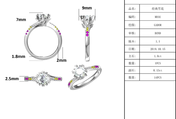 1.30CT белые женщины захвата ювелирных изделий диамантов Platineve Moissanite и сапфира звенят